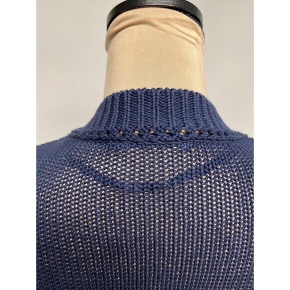 J. McLaughlin Cotton Linen Sweater Cardigan XL Comfort Quiet Luxury Navy Preppy - Picture 6 of 13